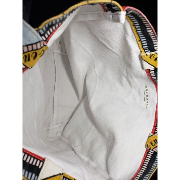 Tory Burch Bag Printed Canvas Tote EUC Summer Pool Picnic Beach All Over Print - Picture 10 of 12